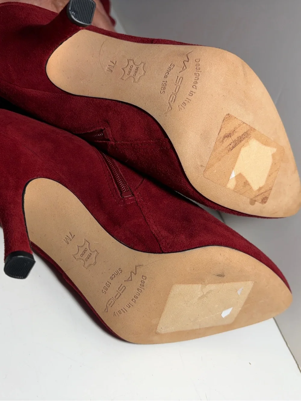 Via Spiga Crimson Red Suede Over-the-Knee Pointed Boots
